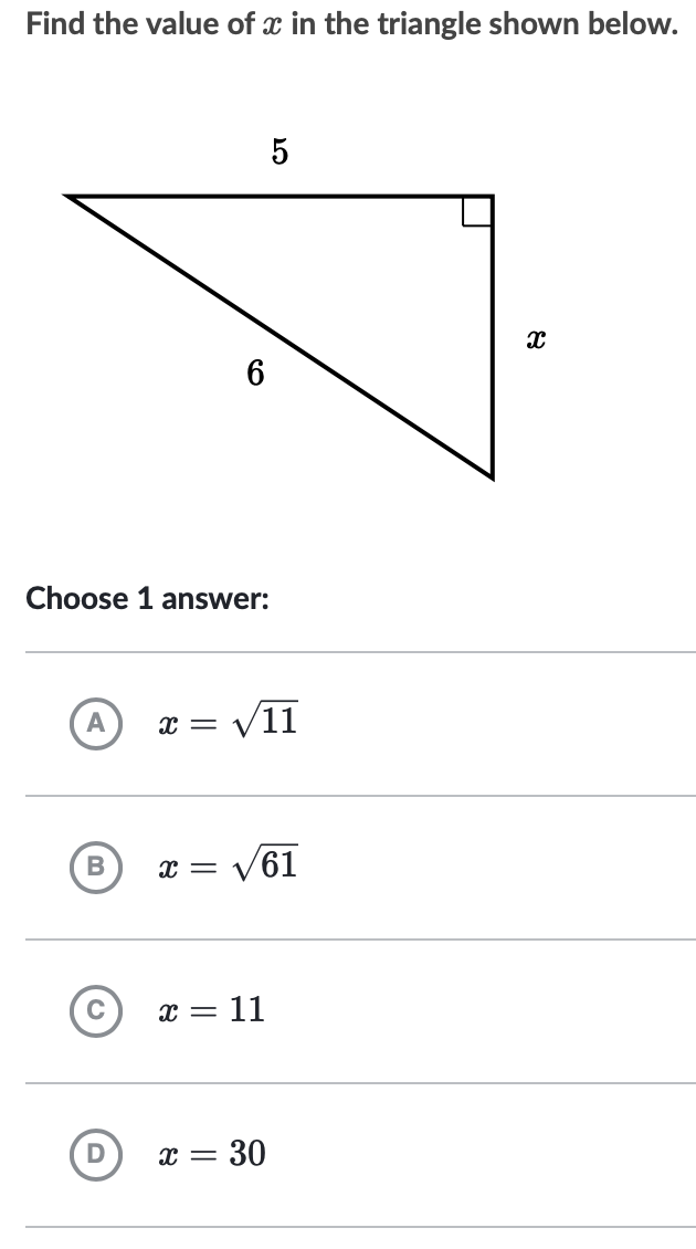 solved-find-the-value-of-x-in-the-triangle-shown-below-chegg