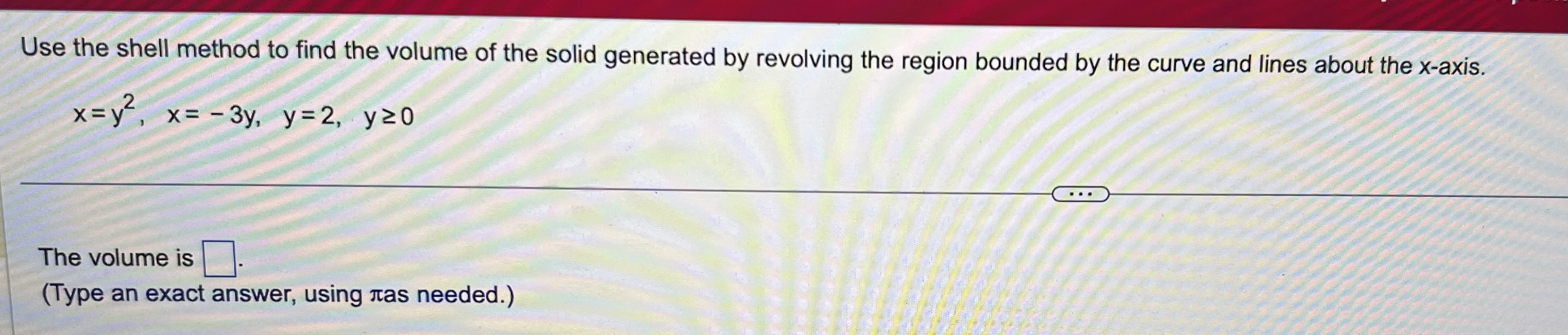 Solved Use the shell method to find the volume of the solid | Chegg.com