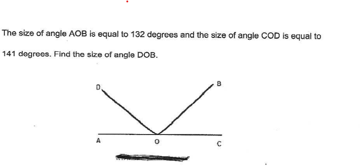 Solved The size of angle AOB is equal to 132 degrees and the | Chegg.com