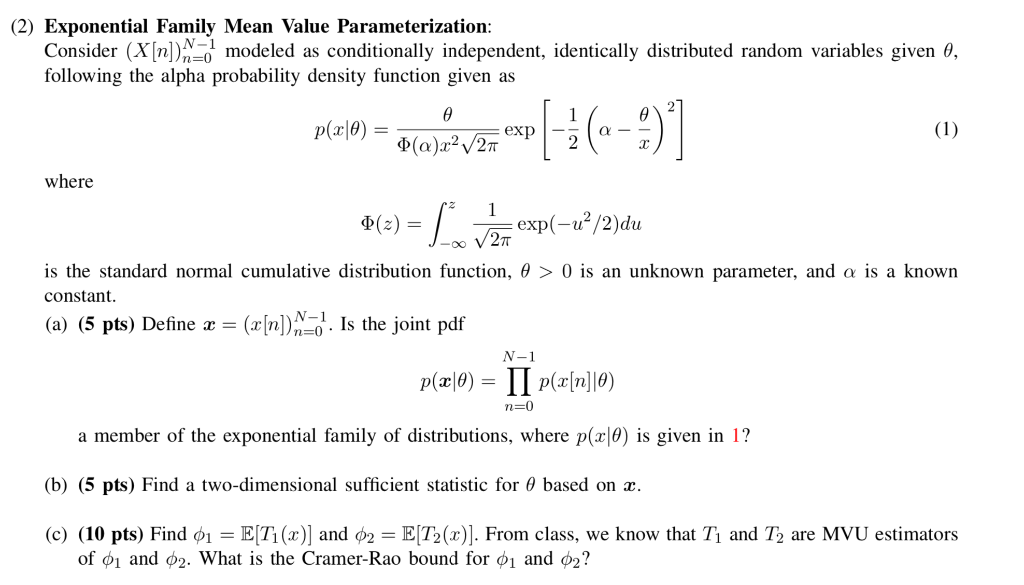 2 Exponential Family Mean Value Parameterization Chegg Com