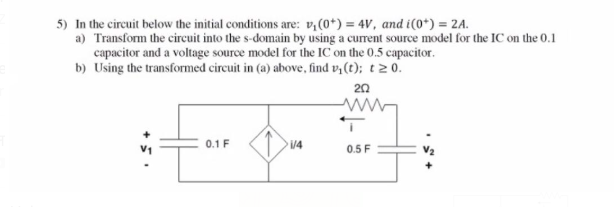 Solved 5) In the circuit below the initial conditions are: | Chegg.com
