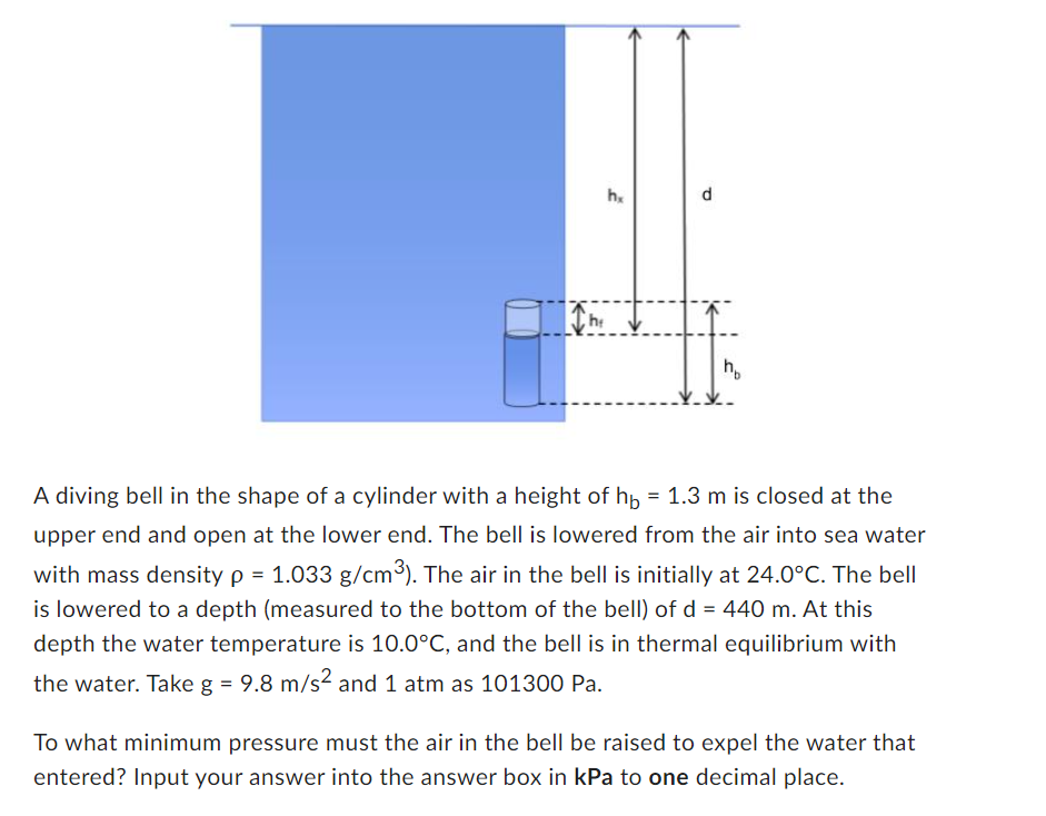 A diving bell in the shape of a cylinder with a