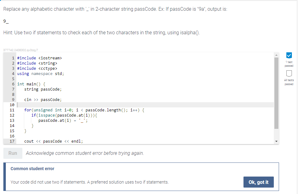 Solved Replace any alphabetic character with '_' in | Chegg.com