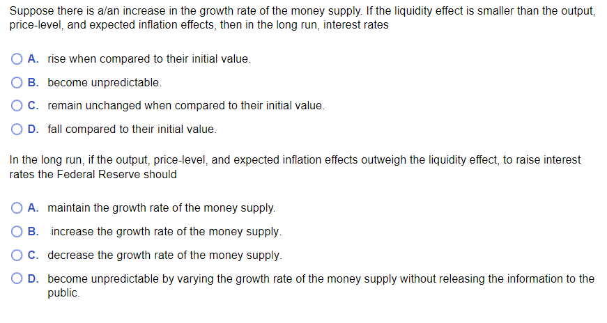 Solved Suppose there is a/an increase in the growth rate of | Chegg.com