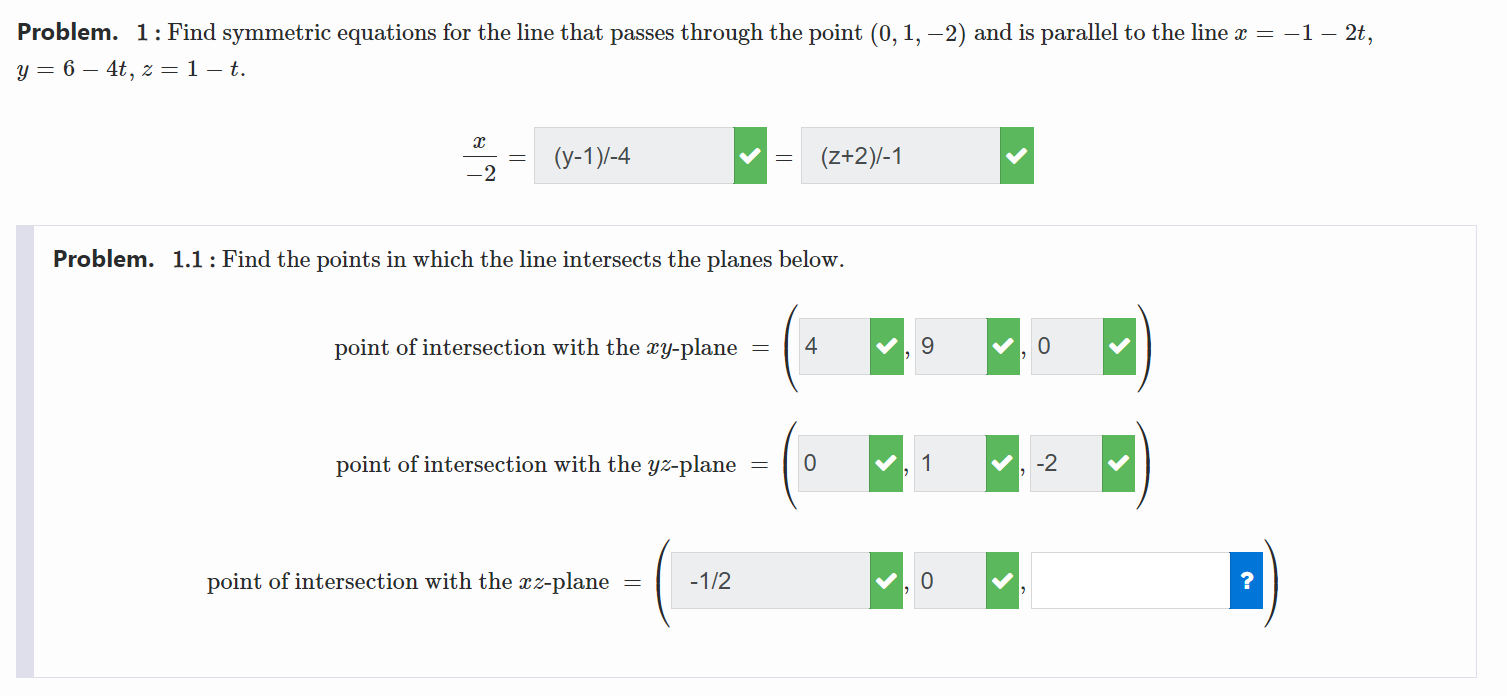 Solved Problem. 1: Find symmetric equations for the line | Chegg.com