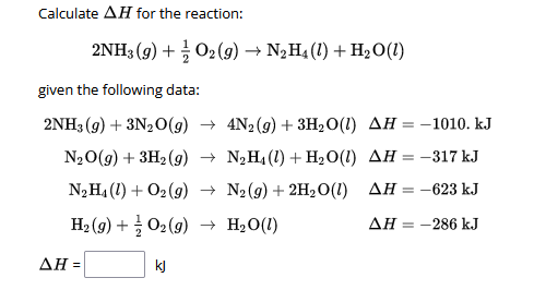 Solved Calculate ΔH for the reaction: | Chegg.com