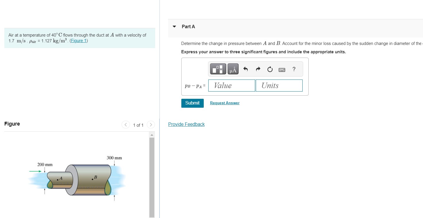 Solved Air at a temperature of 40∘C flows through the duct | Chegg.com