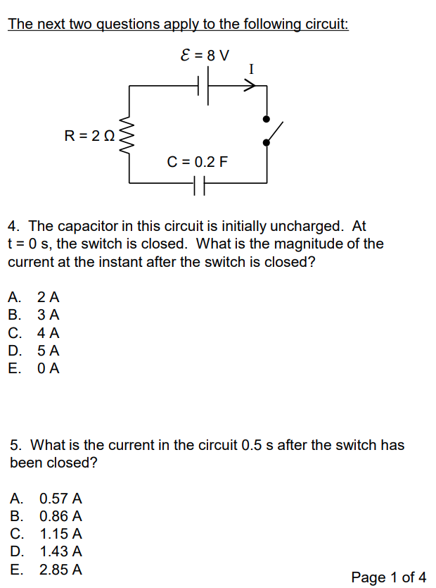 Solved The next two questions apply to the following circuit | Chegg.com