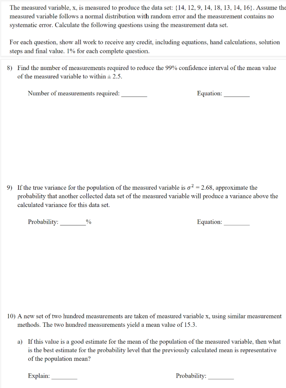 Solved The measured variable, x, is measured to produce the | Chegg.com