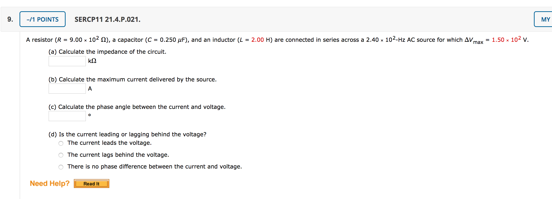 Solved 71 Points Sercp11 21 4 P 021 My A Resistor R Chegg Com