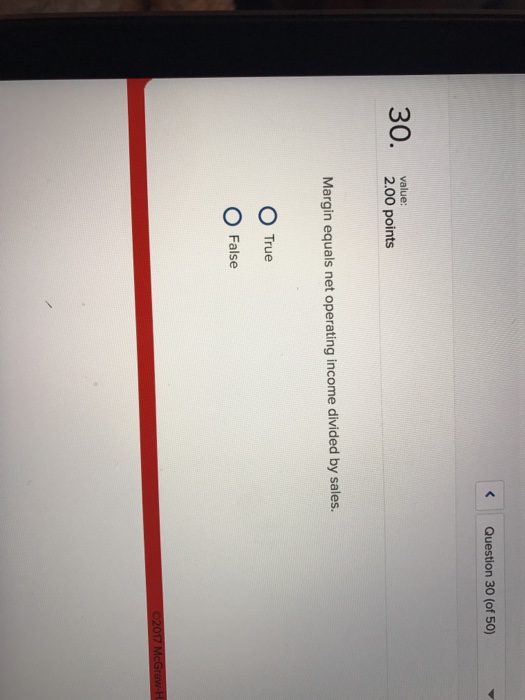Solved Margin equals net operating divided by sales.