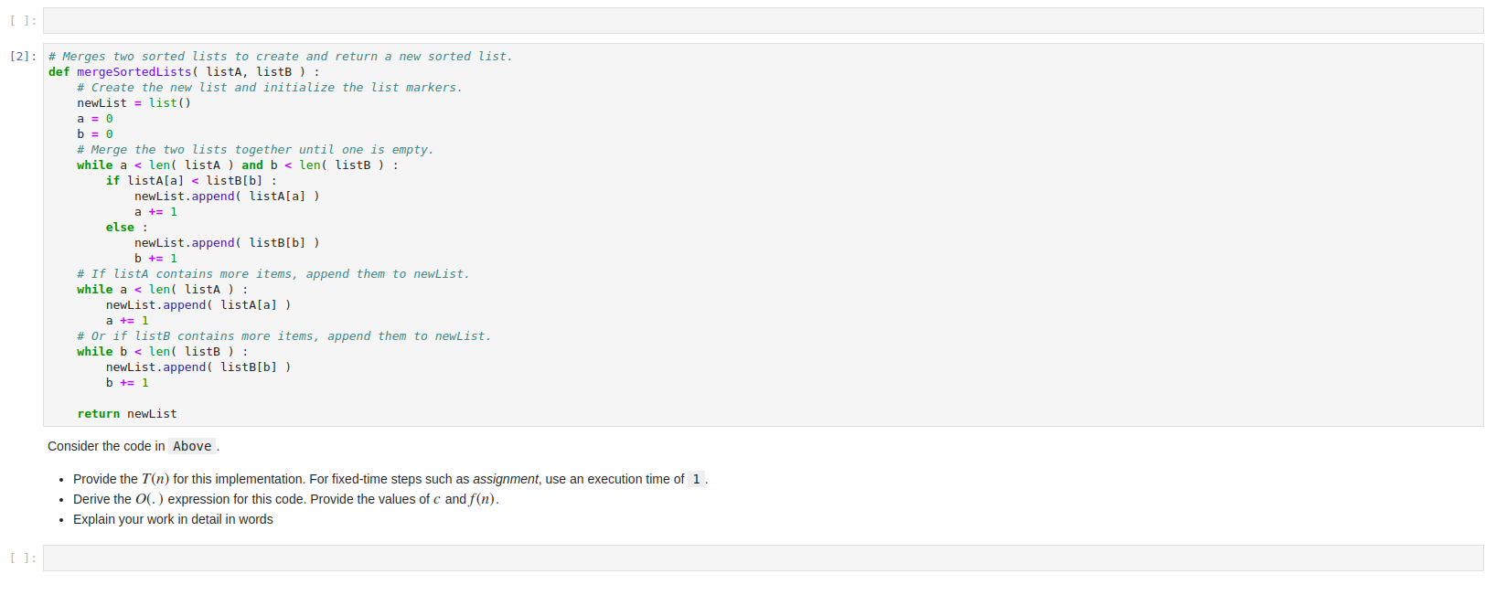 Solved [2]# Merges two sorted lists to create and return a | Chegg.com
