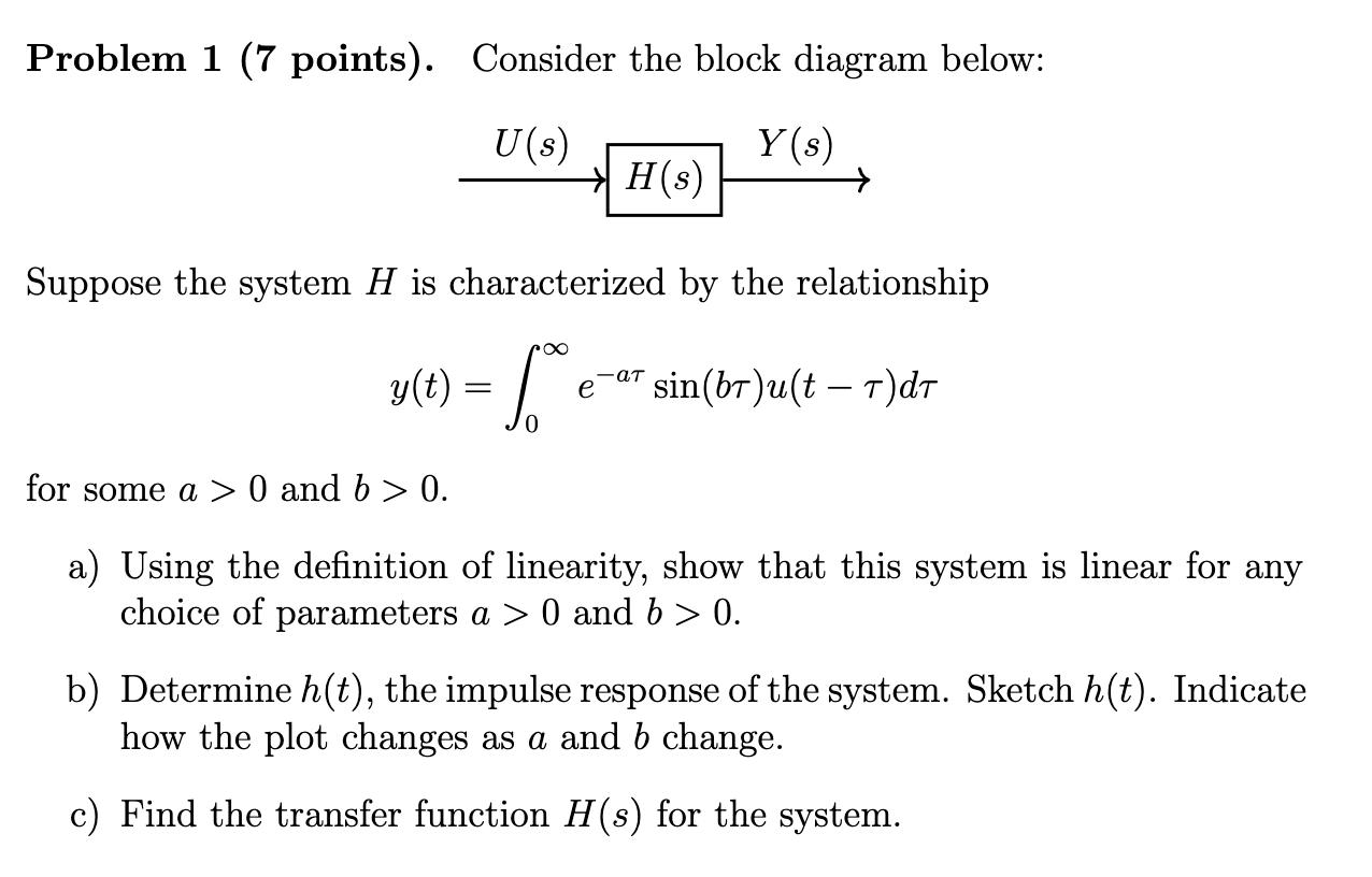 Solved Problem 1 (7 Points). Consider The Block Diagram | Chegg.com