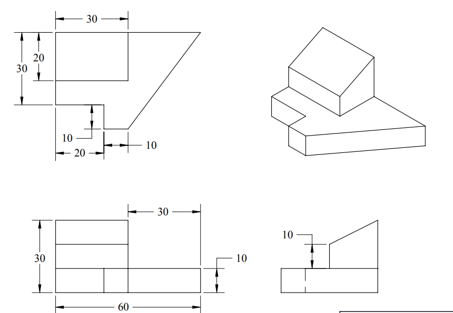 Solved MULTI VIEW DRAWING ON SHAPE ( NEED TO BE CREATED ON ( | Chegg.com