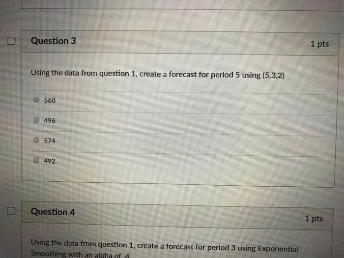 Solved LD 1 Question 1 1 pts Use the following data for | Chegg.com