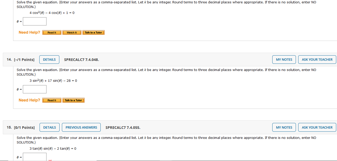 Solved Solve the given equation. (Enter your answers as a | Chegg.com