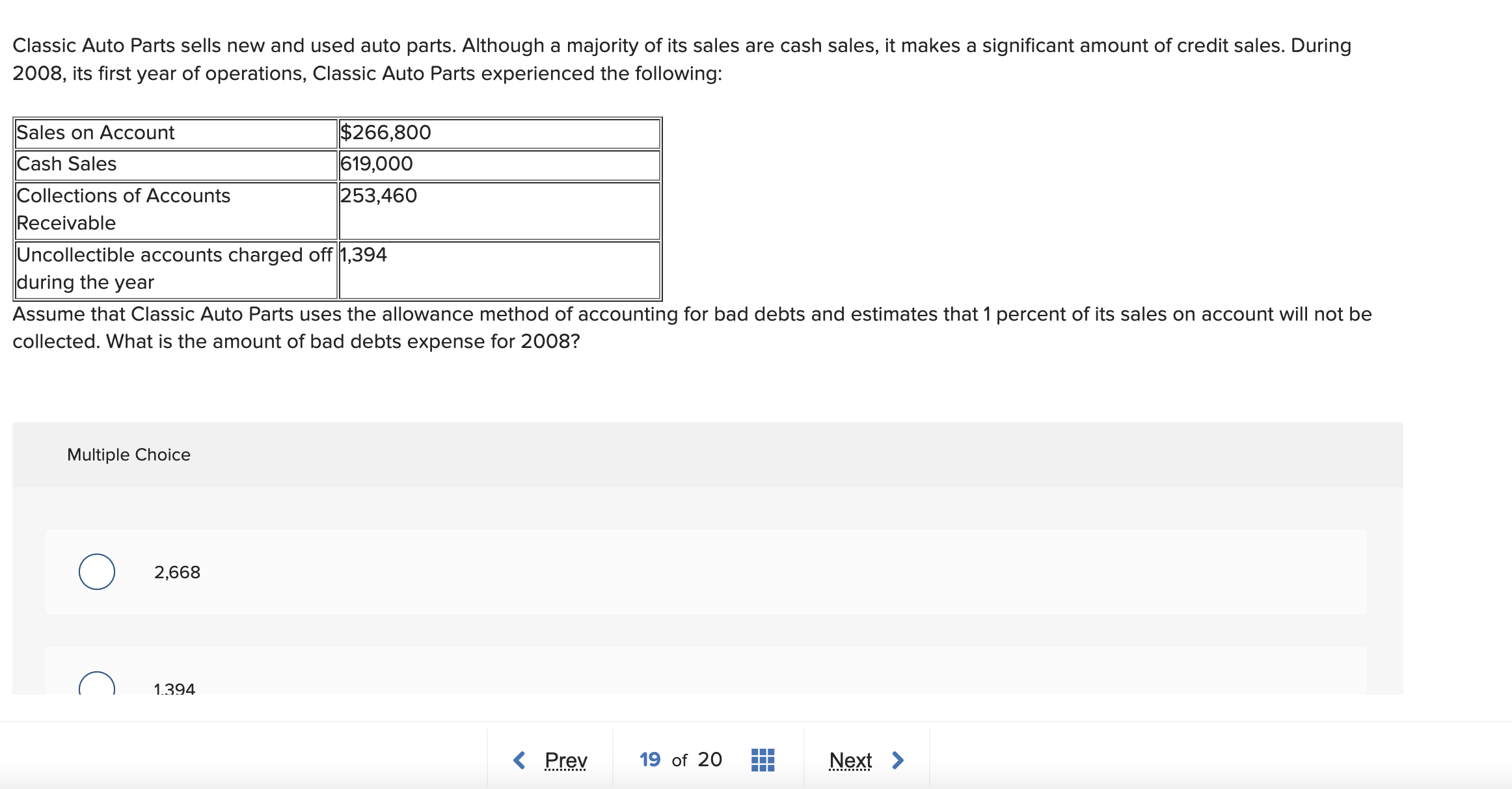 Solved Classic Auto Parts sells new and used auto parts.