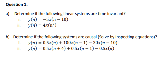 Solved Determine if the following linear systems are | Chegg.com