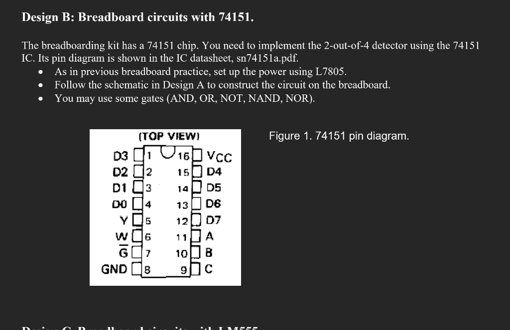 Solved Design B: Breadboard Circuits With 74151. The | Chegg.com