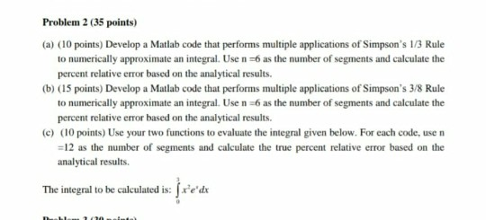 Solved Problem 2 (35 points) (a) (10 points) Develop a | Chegg.com