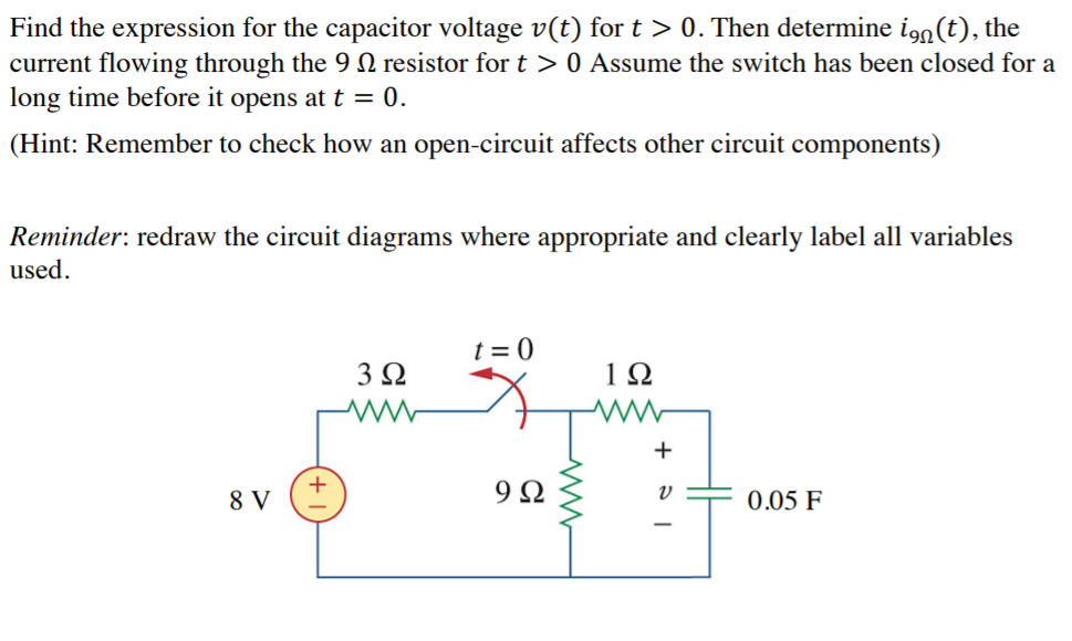 Solved Find the expression for the capacitor voltage v(t) | Chegg.com