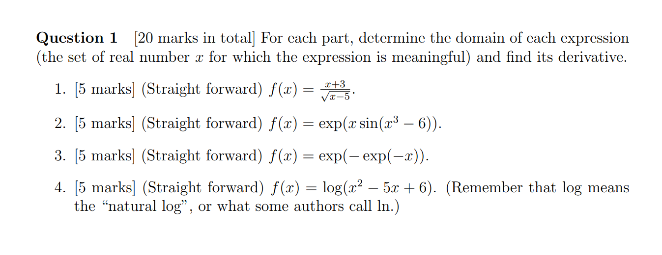 Solved Question 1 (20 marks in total] For each part, | Chegg.com