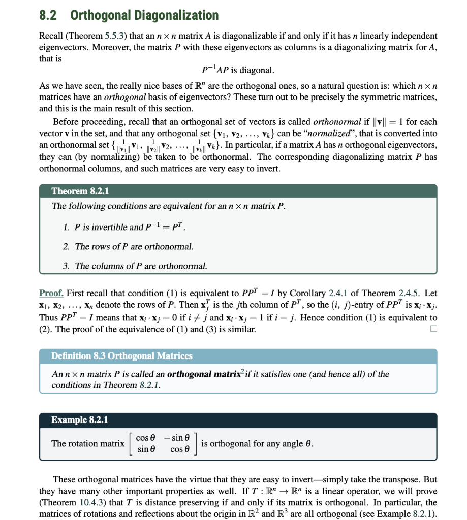 8 2 Orthogonal Diagonalization Recall Theorem 5 5 3 Chegg Com