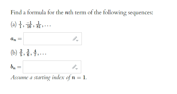 Solved Find a formula for the nth term of the following | Chegg.com