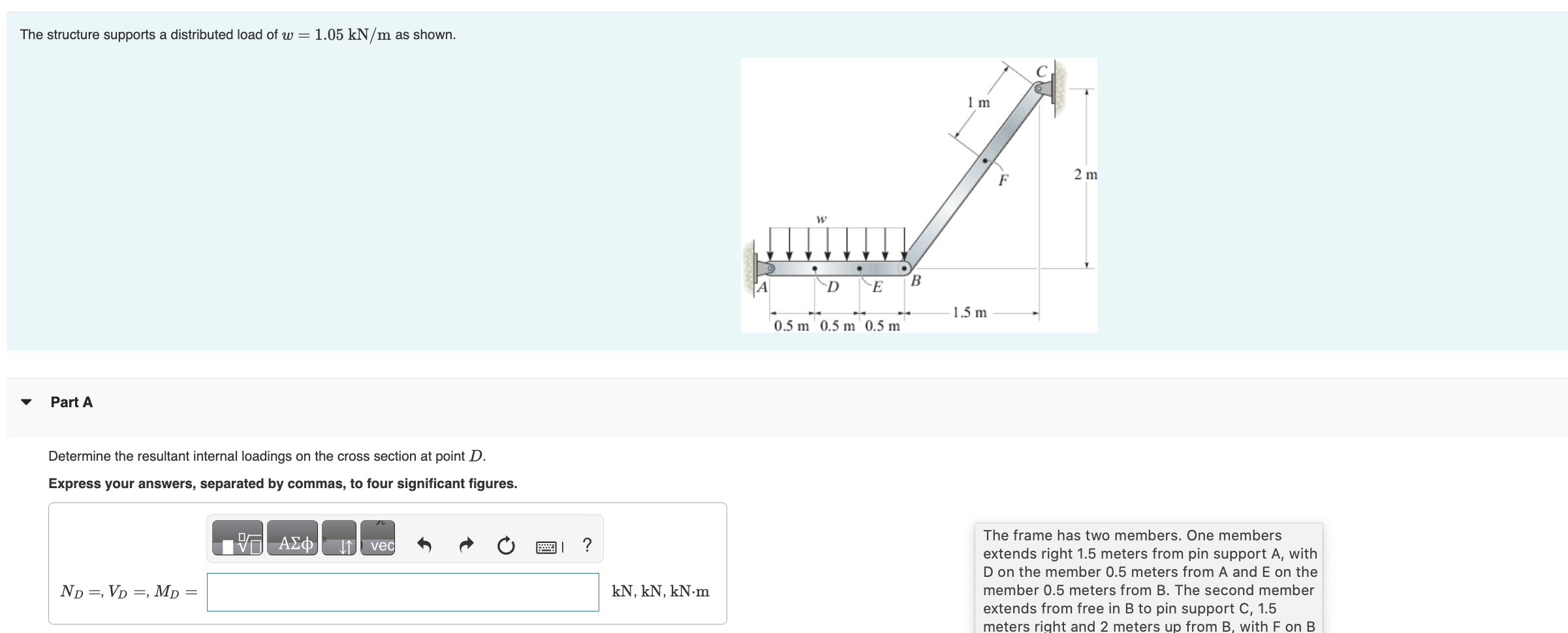 Solved The structure supports a distributed load of | Chegg.com