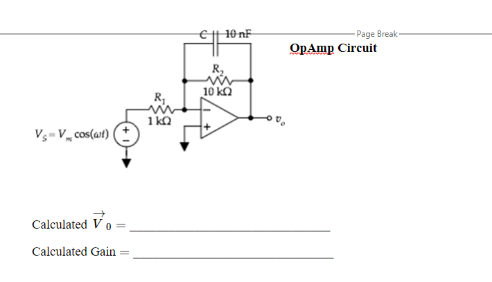 Solved Experiment 4. Opamp Circuit Build the op-amp circuit Circuit Diagram