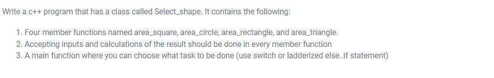 Solved Write a C++ program that has a class called | Chegg.com