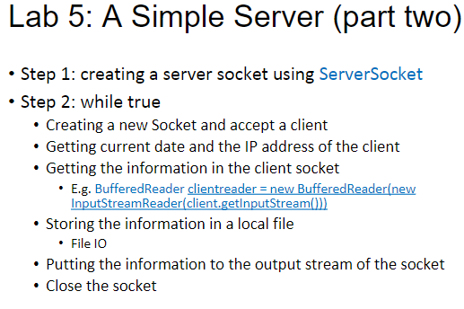 Lab 5: A Simple Server (part one) Building a simple | Chegg.com
