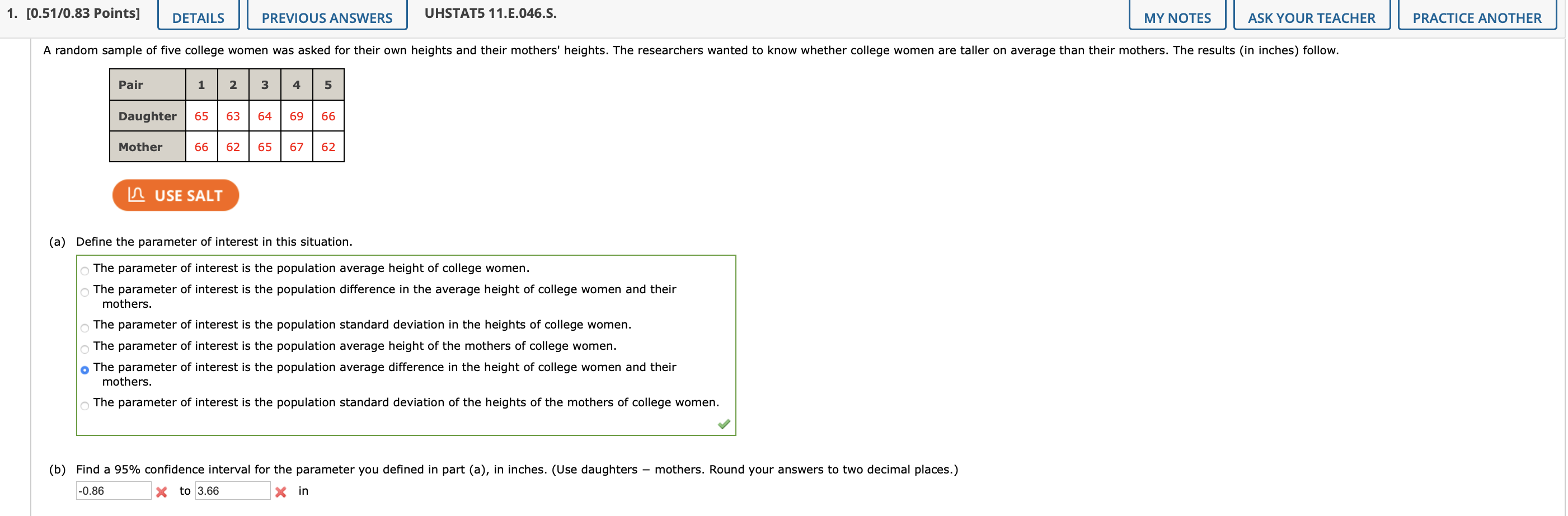 WHAT IS THE PARAMETER OF INTEREST EXAMPLE visual data 8