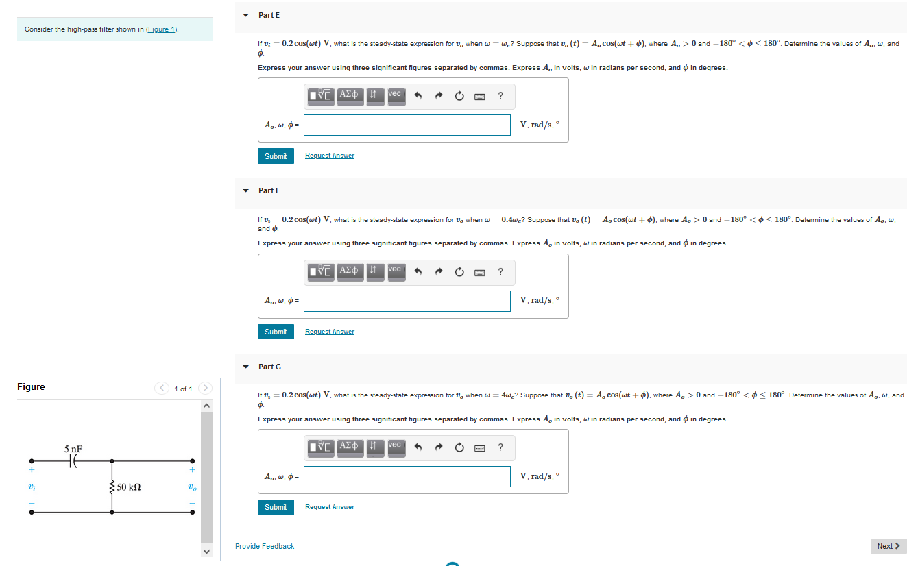 Solved Part E Consider the high-pass filter shown in (Figure | Chegg.com