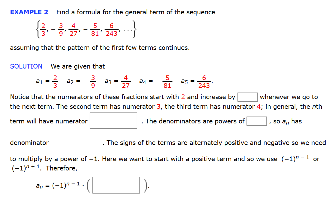 Solved EXAMPLE 2 Find a formula for the general term of the | Chegg.com