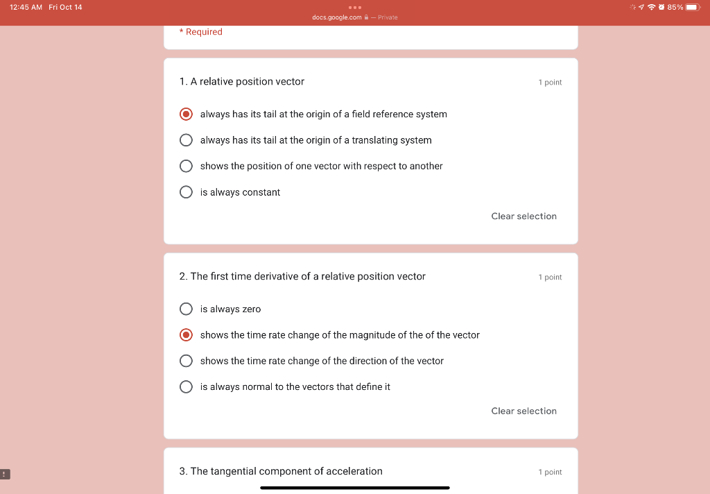 Solved 1. A relative position vector 1 point always has its | Chegg.com