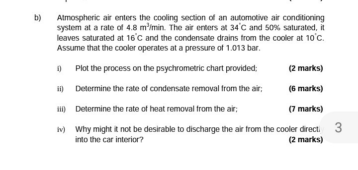 Solved b) Atmospheric air enters the cooling section of an | Chegg.com