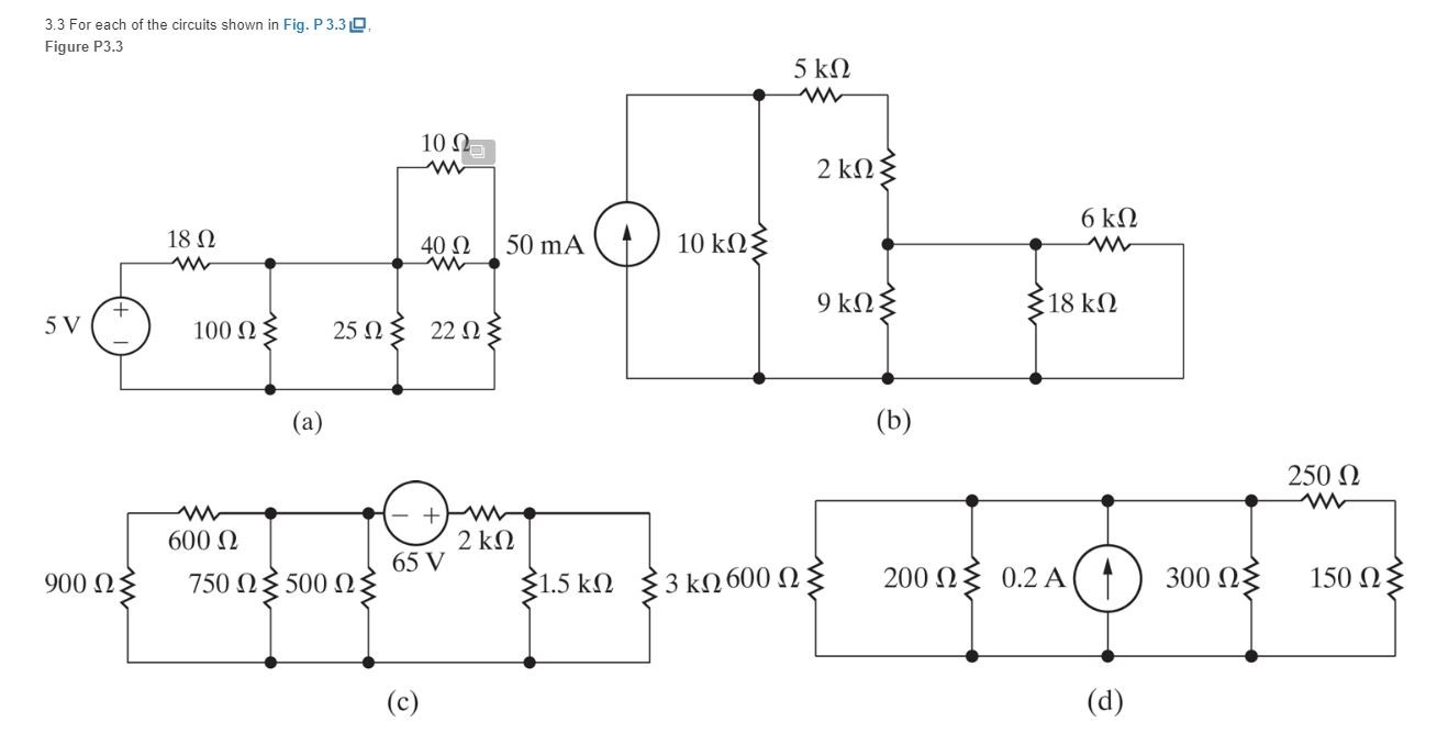 Solved 3.4 For each of the circuits shown in Fig. | Chegg.com