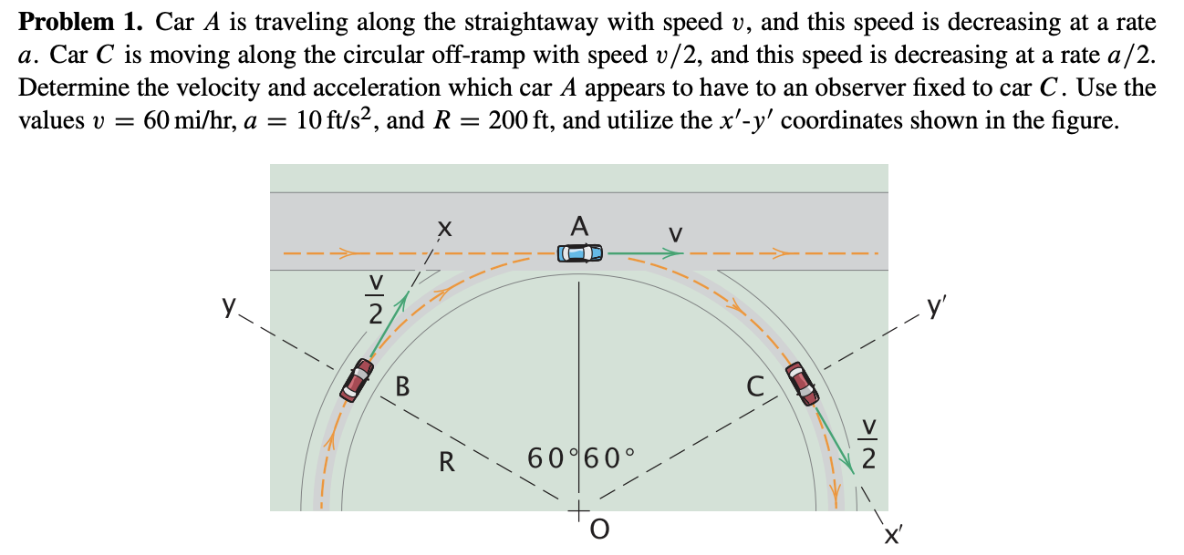 Solved Problem 1. Car A Is Traveling Along The Straightaway | Chegg.com