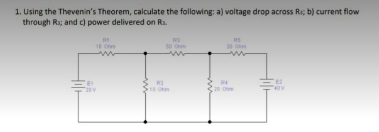 Solved 1. Using The Thevenin's Theorem, Calculate The | Chegg.com