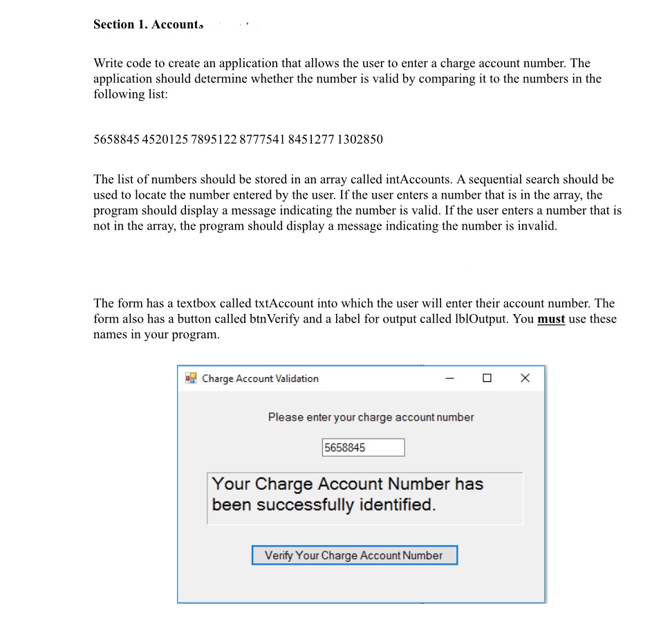Solved Section 1. Accounts : Write code to create an | Chegg.com