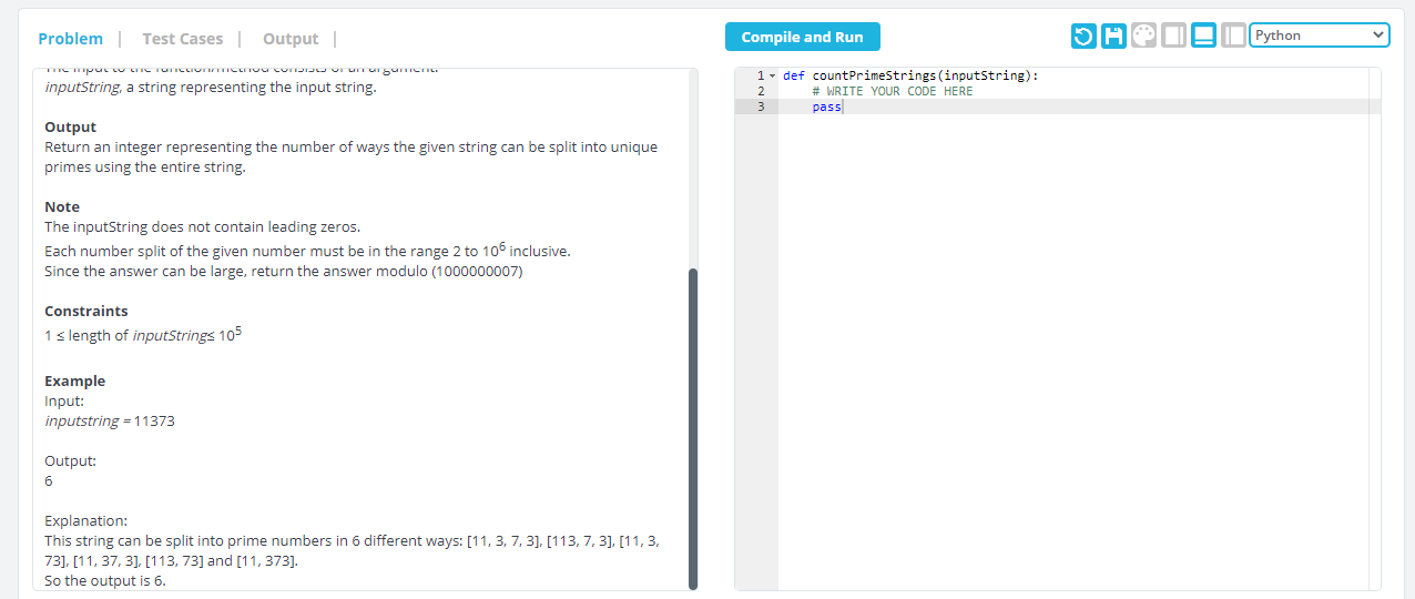 Solved Problem Test Cases Output Compile and Run HOP | Chegg.com