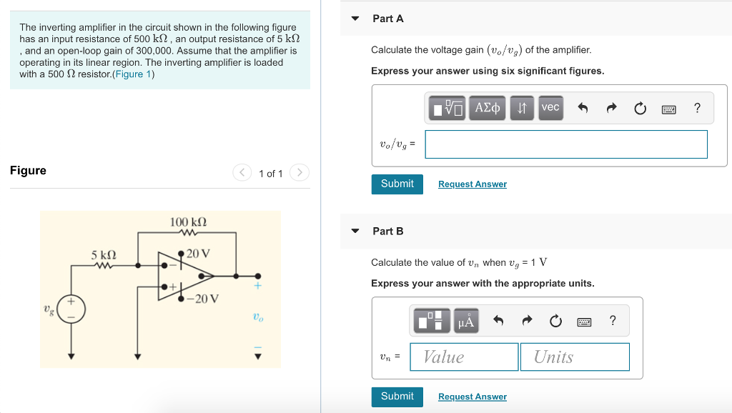 Solved Part A The inverting amplifier in the circuit shown
