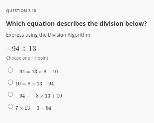 Solved QUESTION 2.10 Which equation describes the division | Chegg.com