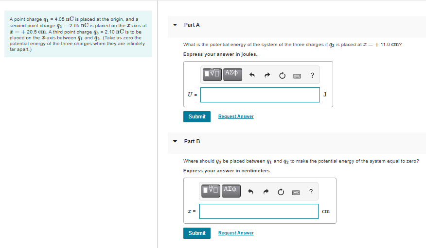 Solved Part A A point charge 41 = 4.05 nC is placed at the | Chegg.com