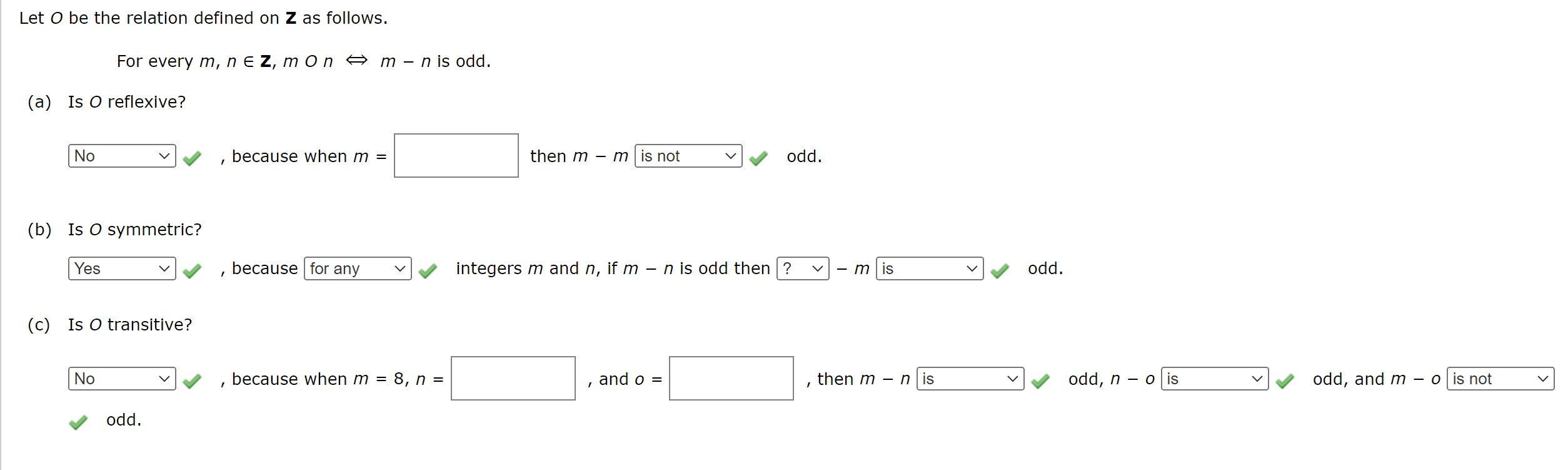 Solved Let O Be The Relation Defined On Z As Follows. For | Chegg.com