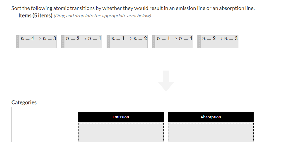 Solved Sort the following atomic transitions by whether they | Chegg.com