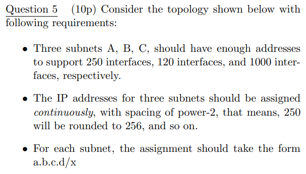 Solved Question 5 (10p) Consider The Topology Shown Below | Chegg.com