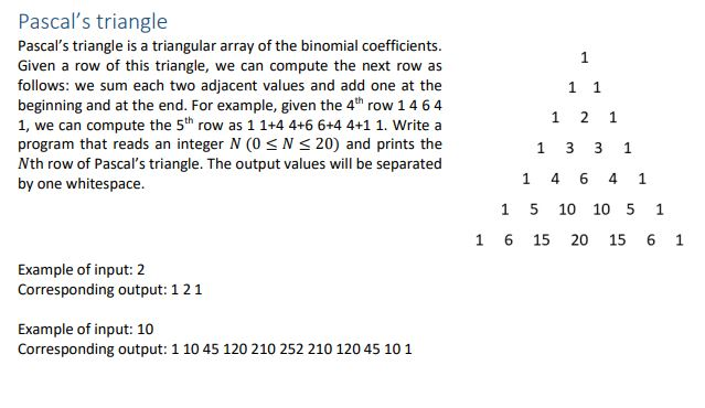 Solved Pascal s triangle Pascal s triangle is a triangular Chegg