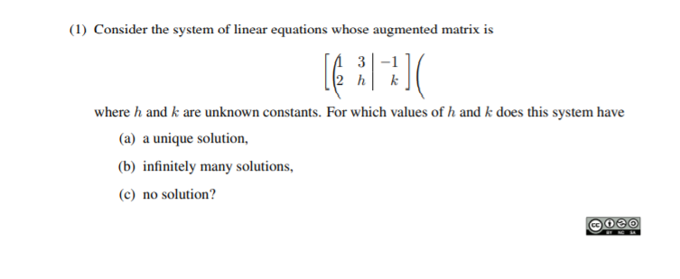 Solved (1) Consider the system of linear equations whose | Chegg.com